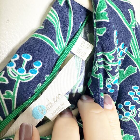 Boden Womens Florrie Dress Long Sleeve High Neck Back Zip Green Blue Size 8P - Picture 8 of 11